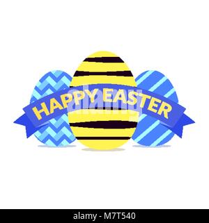 Happy Easter card with colorful festive eggs Stock Vector