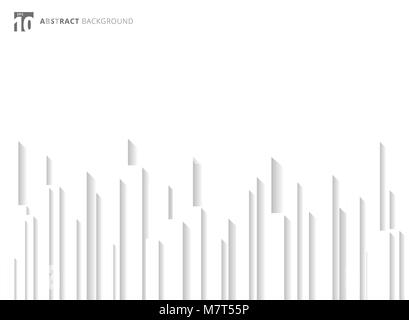 Abstract white color paper cut rectangle bar on shadow with copy space. Vector illustration Stock Vector