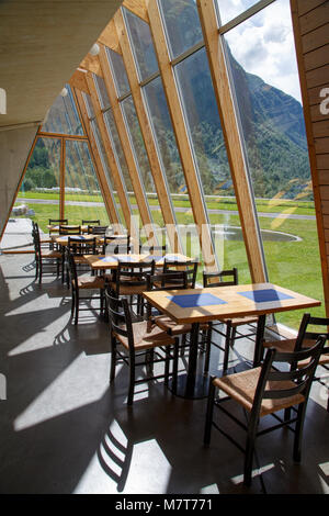Cafeteria inside the Norwegian Glacier Museum in Fjærland, Sogn og Fjordane, Norway Stock Photo