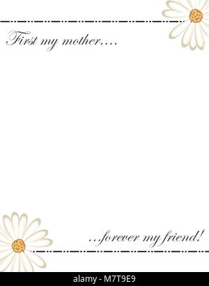 mothers day card - happy mothers day - first my mother forever my friend Stock Vector