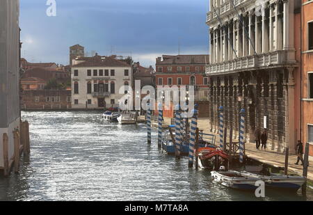 Venice, Italy - January 20, 2018. View on Canal Cannaregio and Fondamenta Labia from Guglie bridge Stock Photo