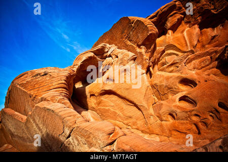 Beautiful eroded sandstone rock formations in Nevada's Valley of Fire State Park Stock Photo