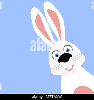Funny easter bunny on a blue background Stock Vector