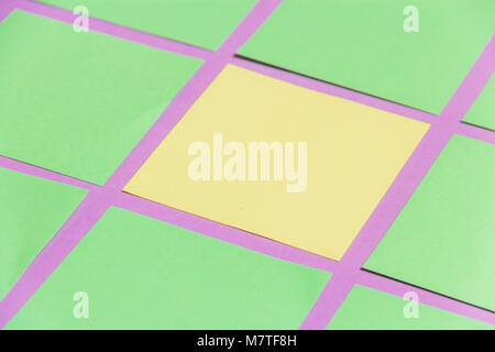 Stationary, Blank Green Orange Sticker on Lilac Board. Time-management, Planning. Stock Photo