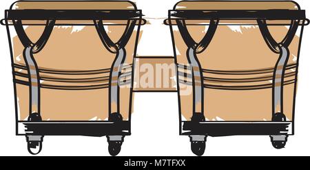 Pair of bongo drums icon. Musical instrument Stock Vector