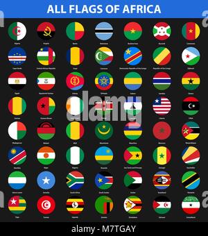Set of flags of all African countries. Flat style Stock Vector
