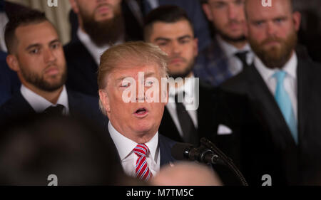 United States President Donald J. Trump welcomes Baseball's 2017 World Series Campions, the Houston Astros to The White House in Washington, DC, March 12, 2018. Credit: Chris Kleponis / CNP /MediaPunch Stock Photo