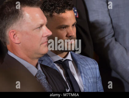 José Carlos Altuve, Houston Astros' second baseman participates in the welcoming ceremony of Baseball's 2017 World Series Campions, the Houston Astros to The White House in Washington, DC, March 12, 2018. Credit: Chris Kleponis / CNP /MediaPunch Stock Photo