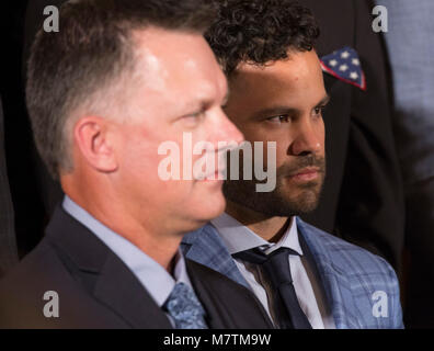 José Carlos Altuve, Houston Astros' second baseman participates in the welcoming ceremony of Baseball's 2017 World Series Campions, the Houston Astros to The White House in Washington, DC, March 12, 2018. Credit: Chris Kleponis / CNP · NO WIRE SERVICE · Photo: Chris Kleponis/Consolidated News Photos/Chris Kleponis - CNP Stock Photo