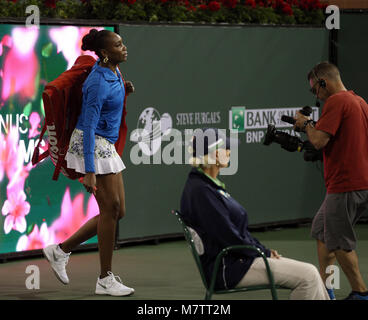 Indian Wells, California, USA. 12th March, 2018. Venus Williams and Serena Williams at their match against each other during the BNP Paribas Open at the Indian Wells Tennis Garden on March 12, 2018 in Indian Wells, California.  People:  Venus Williams Credit: Storms Media Group/Alamy Live News Stock Photo