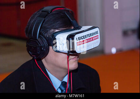 London UK, 13th March 2018, Wearable Techonology Show, Leicestershire Fire and Rescue Service show a new VR training Systerm Credit Ian Davidson/Alamy Live News Stock Photo