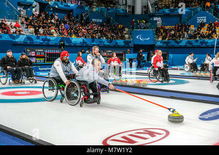 Pyeongchang, South Korea. 13th March, 2018. Curling competition: Great Britain Vs Neutral Paralympic Athletes Credit: Marco Ciccolella/Alamy Live News Stock Photo