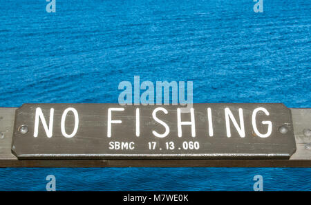 No Fishing sign in Santa Barbara pier, California Stock Photo - Alamy