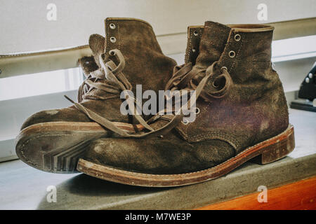 Pair of boots, unlaced Stock Photo