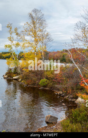 Tupper Lake in Fall Foliage, Upper New York State, USA. Stock Photo