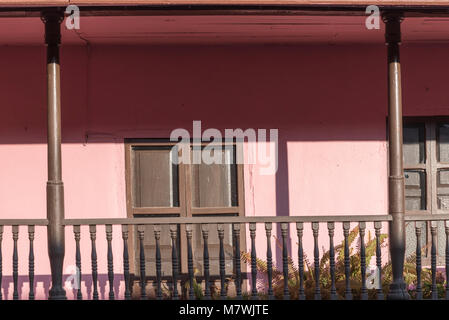 Pink house in the town of Tlalpujahua in Mexico Stock Photo
