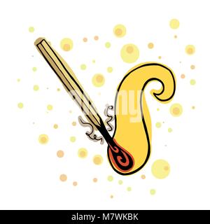 The outline color of a burning match Stock Vector