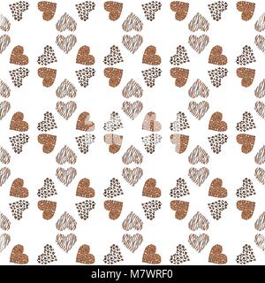Seamless pattern background with heart. The skin of an animal. Leopard, Giraffe, Tiger. Stock Vector