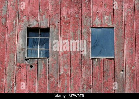 Two window on the side of a old barn image Stock Photo