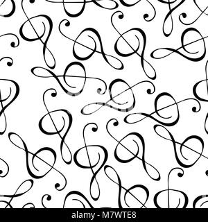 Treble clef seamless pattern background. Musical notes vector illustration. Music keys Stock Vector