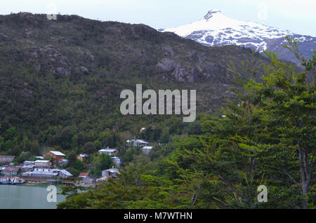 Caleta Tortel, a tiny coastal hamlet located in the midst of Aysen (Southern Chile)’s fjords Stock Photo