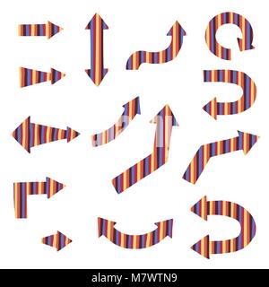 Colored vector arrows. Set of different pointers Stock Vector