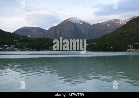 Caleta Tortel, a tiny coastal hamlet located in the midst of Aysen (Southern Chile)’s fjords Stock Photo