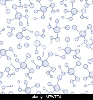Pattern chemistry. Chemical background. Seamless wallpaper science. Education vector. Proton and atom illustration. Stock Vector