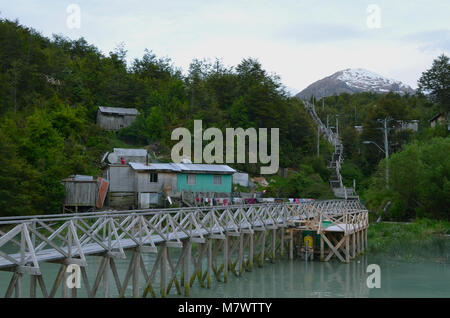 Caleta Tortel, a tiny coastal hamlet located in the midst of Aysen (Southern Chile)’s fjords Stock Photo