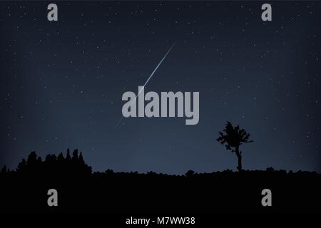Meteor vector illustration. Falling starin the night sky. Stock Vector