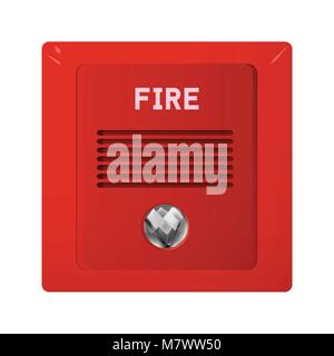 Fire alarm with light and audible alarm. Security system in office vector illustration. Stock Vector