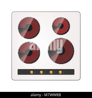 Electric stove vector illustration. Recessed ceramic surface. Stock Vector