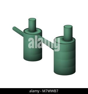 Two green septic tank vector illustration. The system of Sewerage and drainage for the cottage on a white background. Stock Vector