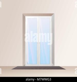 Underfloor convector under the window. Heating system vector illustration. Stock Vector