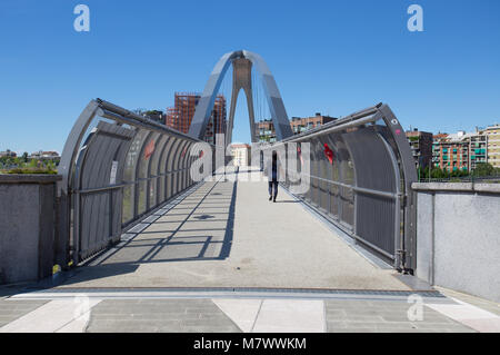 Modern bridge in the new area of Portello, Milan, Italy Stock Photo