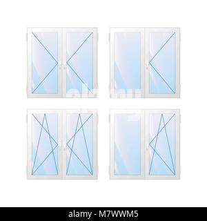 Window types of construction. A square frame. Vector illustration. Stock Vector