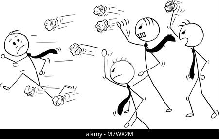 Cartoon of Businessman Throwing Crumpled Paper Ball on Co-worker Stock ...