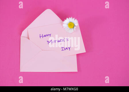 Happy mother's day greeting card on pink background Stock Photo