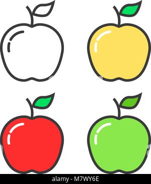 set of linear colored apples Stock Vector