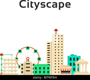 simple cityscape with set of buildings Stock Vector