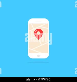 smart phone with pin and shadow Stock Vector