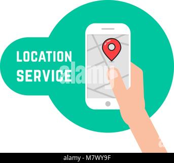 hand holding phone like location service Stock Vector