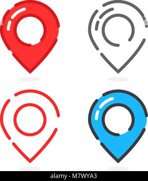 set of colored linear map pins Stock Vector