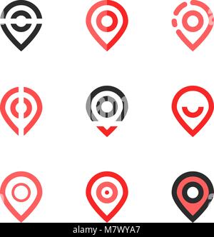 set of different map pin pictogram Stock Vector