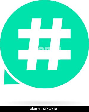 green hashtag logo with shadow Stock Vector