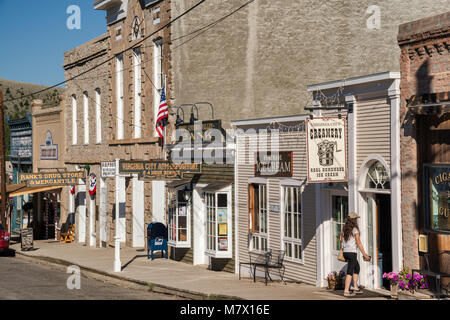 Store fronts at Wallace Street in ghost town of Virginia City, Montana, USA Stock Photo