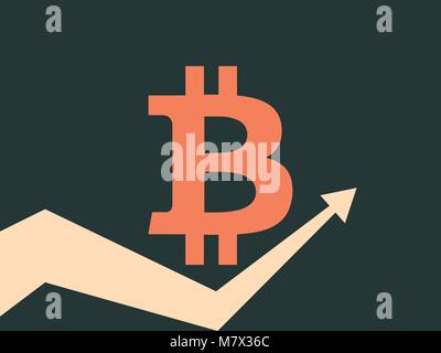 Bitcoin index rating. Trend up arrow. Cryptocurrency, blockchain. Vector illustration Stock Vector