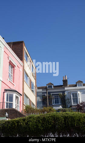 Colourful painted Victorian cottages in Portland Place, Hastings, East Sussex, UK Stock Photo