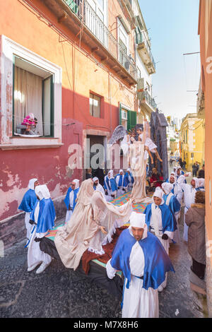 PROCIDA, ITALY - MARCH 25, 2016 - Procida's Good Friday procession is the most famous Easter's celebration in Campania: 'misteri' representing scenes from The Bible are carried through the streets Stock Photo