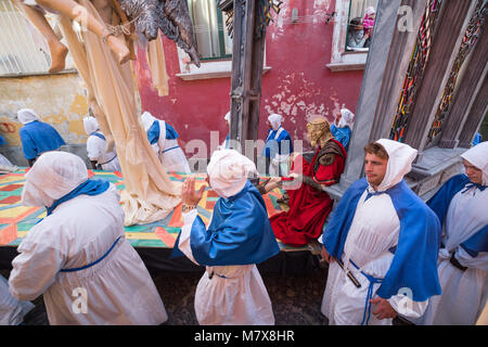PROCIDA, ITALY - MARCH 25, 2016 - Procida's Good Friday procession is the most famous Easter's celebration in Campania: 'misteri' representing scenes from The Bible are carried through the streets Stock Photo